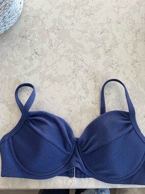 NWT Lands' End Navy Textured Underwire Bikini Top Size-16